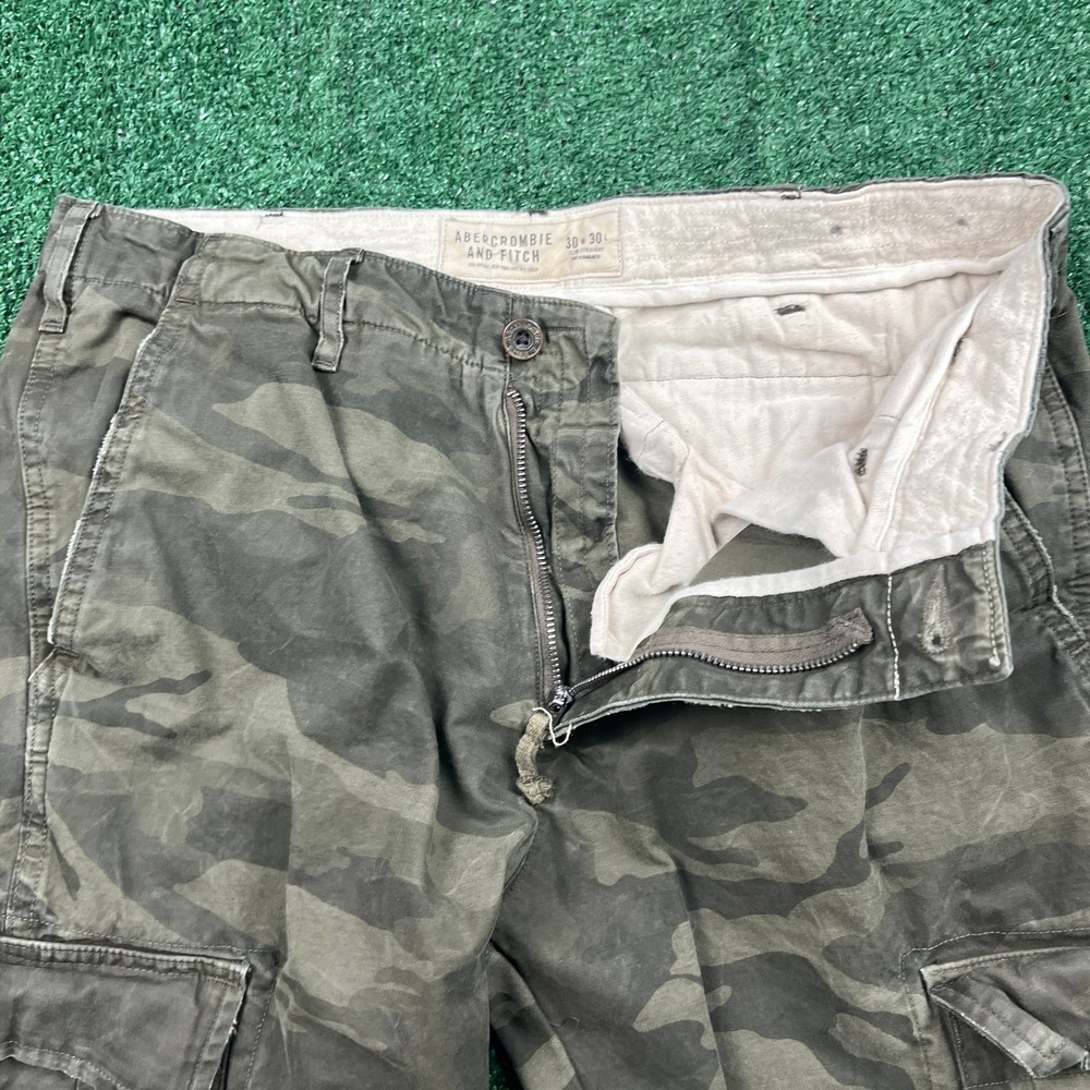 Abercrombie & Fitch Men's Camo Cargo Pants 32x27 Slim Straight Cotton Military